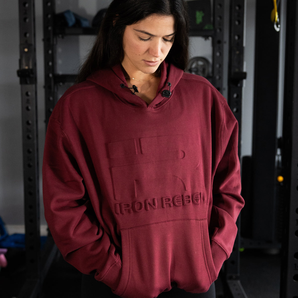 Embossed Hoodie (Burgundy)
