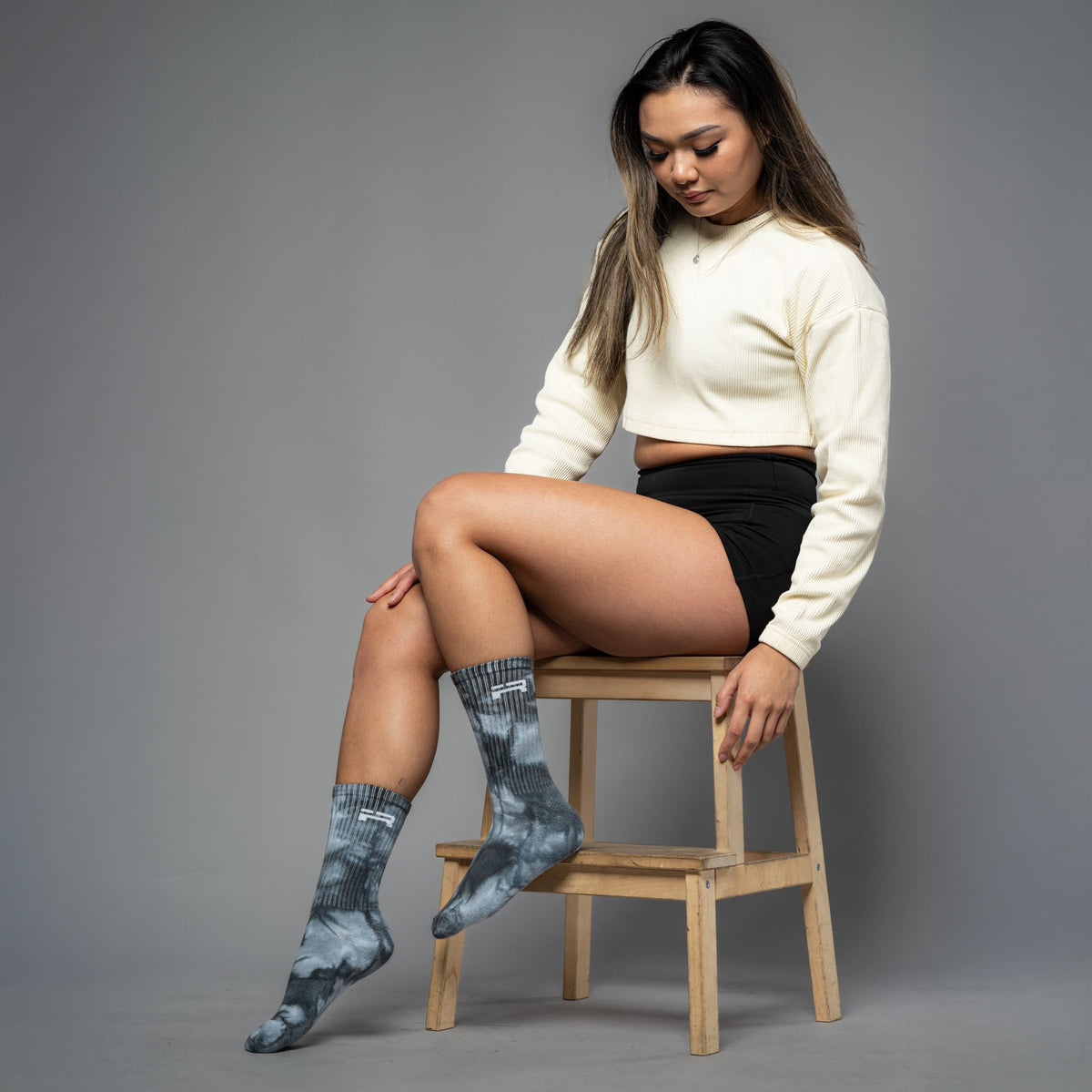 IR Logo Crew Socks (Charcoal Tie-Dye)