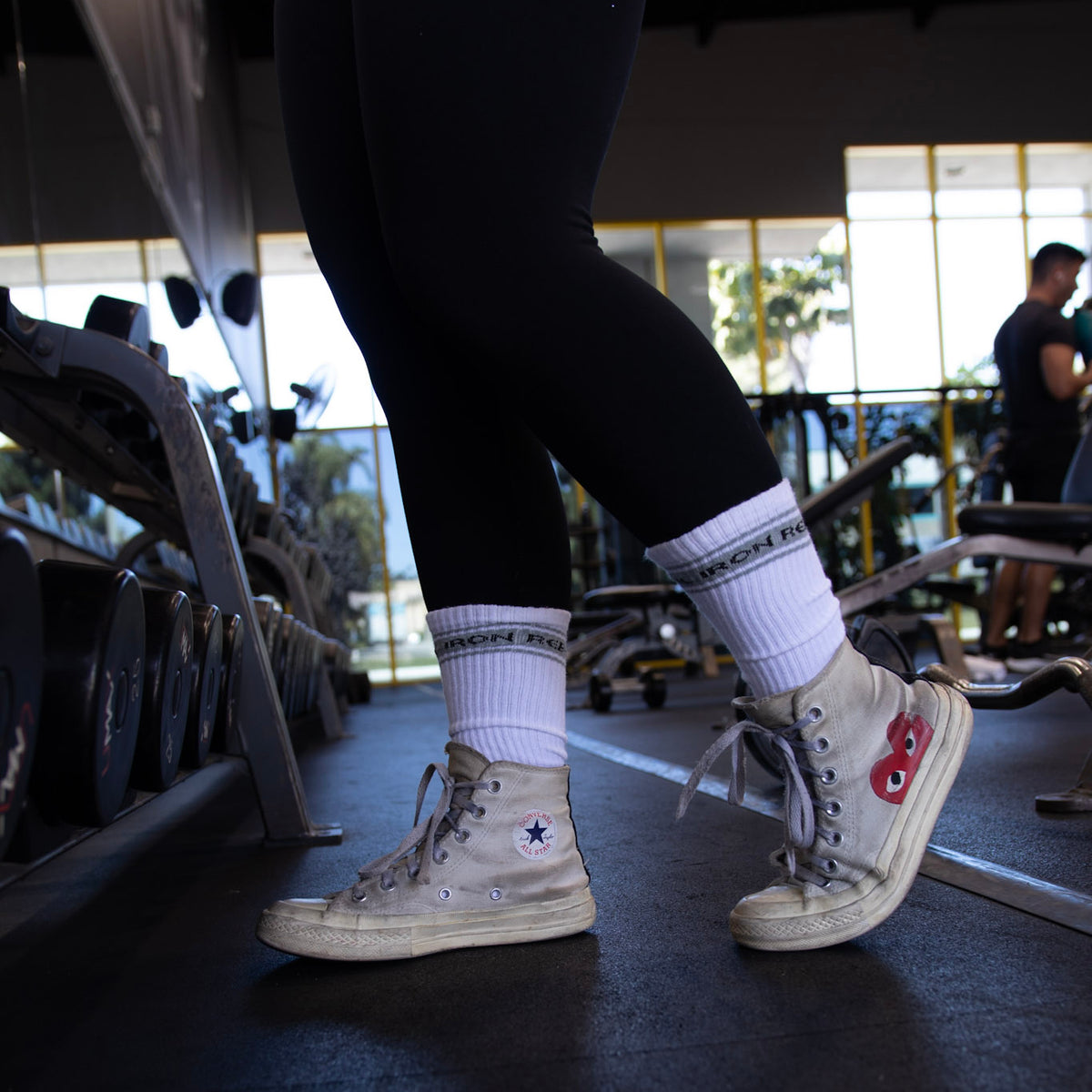 Iron Rebel Stripe Crew socks (White)