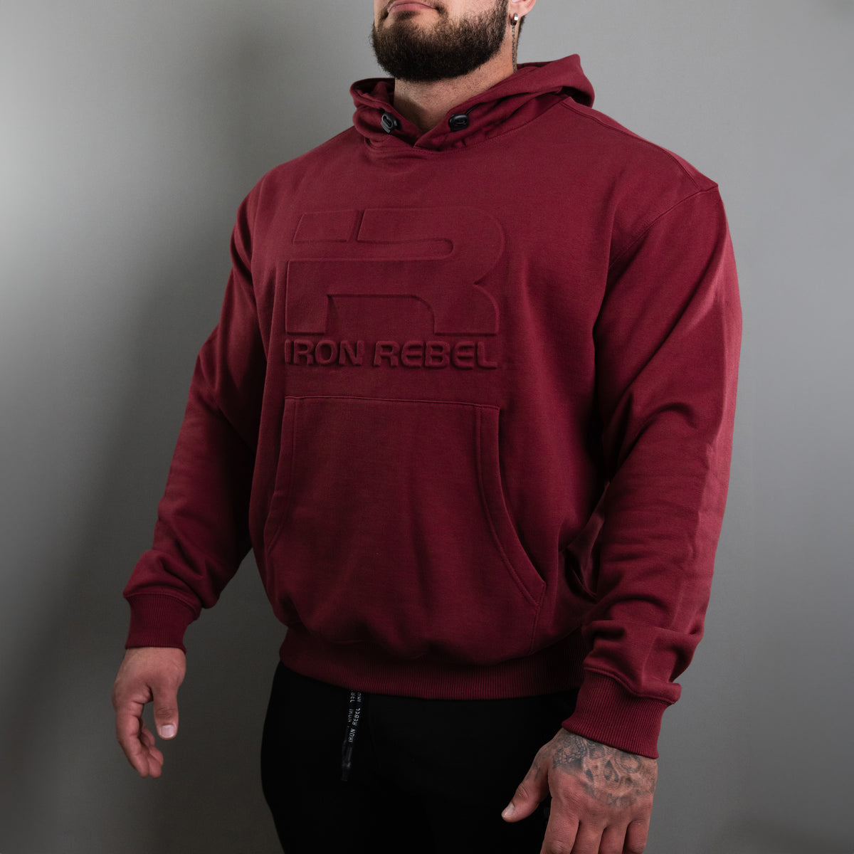 Embossed Hoodie (Burgundy)