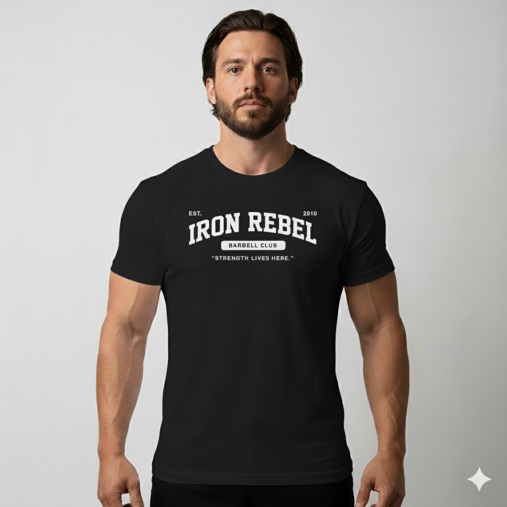 Barbell Club (Black) Premium Fitted Gym T-shirt