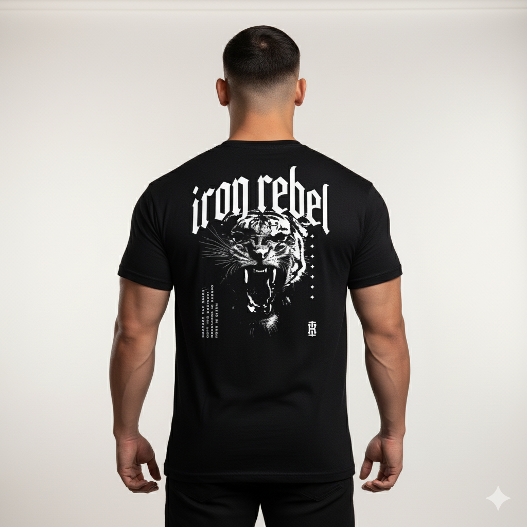 Tiger Tee (Black) Premium Fitted Gym T-Shirt